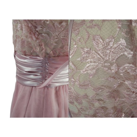 1980s Lace and Shimmery Sheer Pink Dress by Lilli Diamond - Picture 8 of 9